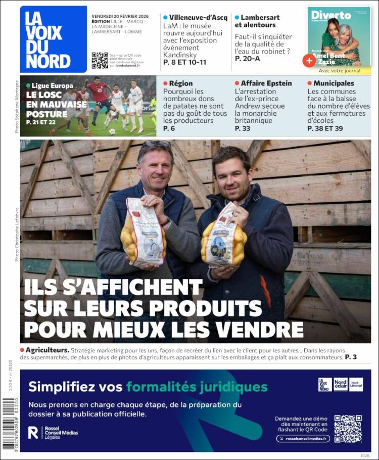 Portada de La Voix du Nord (Francia)