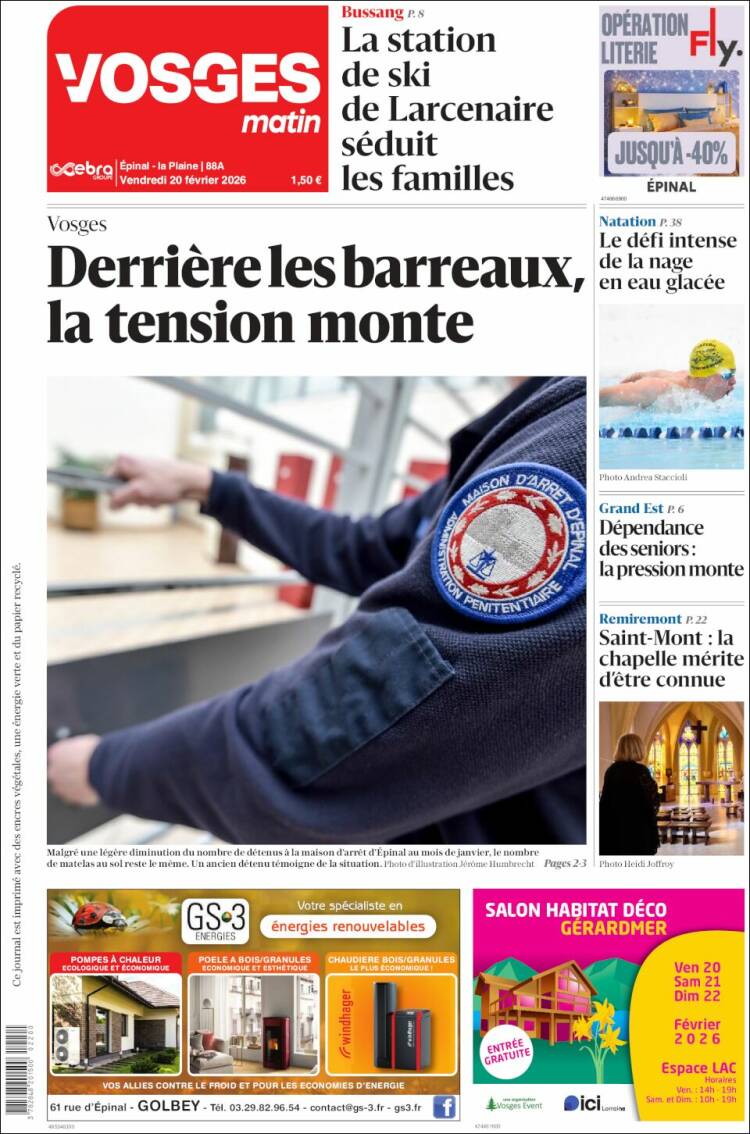 Portada de Vosges Matin (Francia)