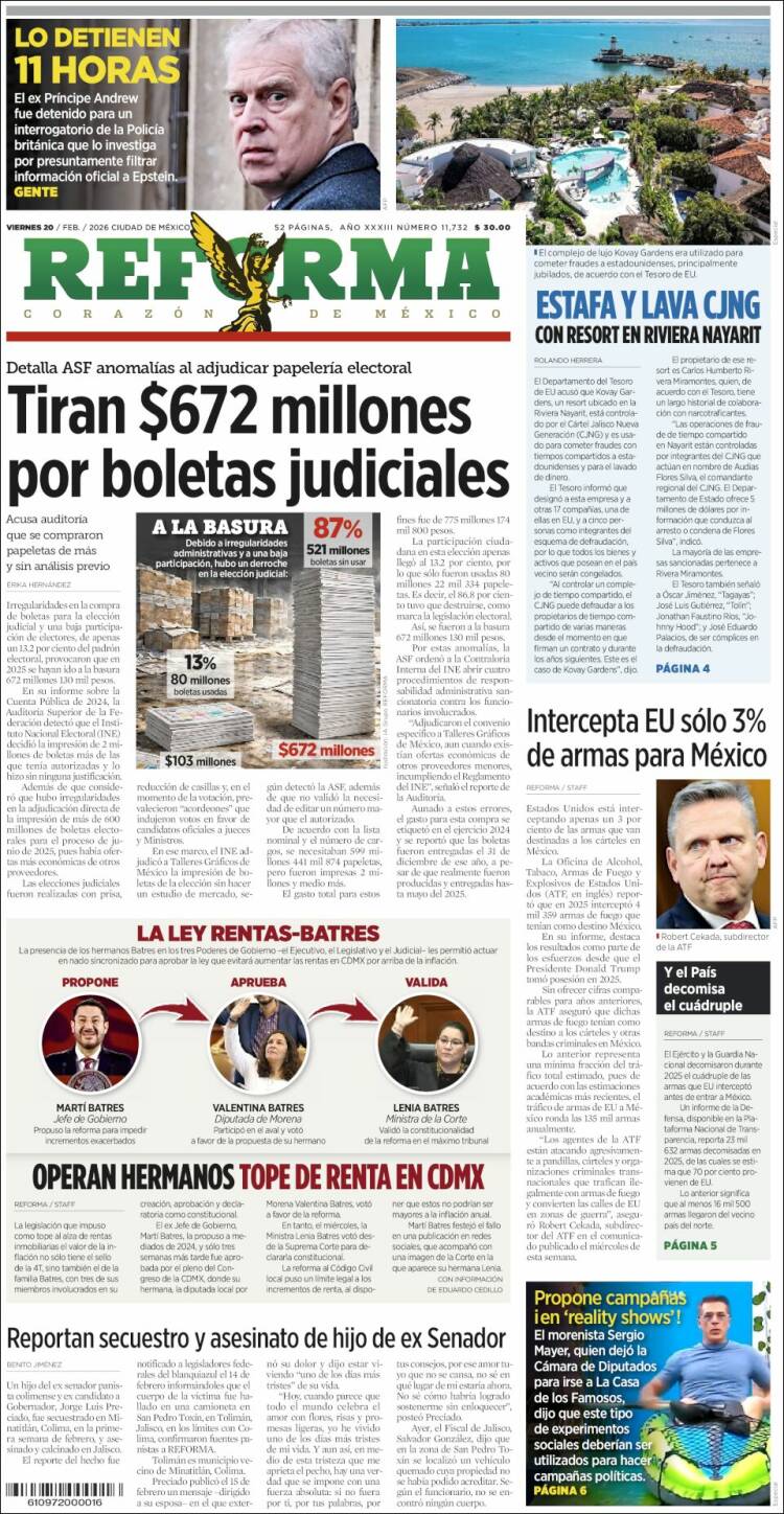 Portada de Reforma (M&eacute;xico)