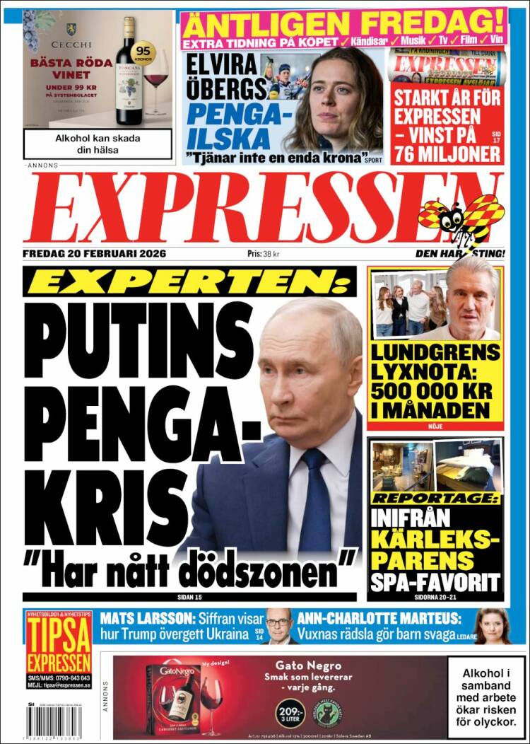 Portada de Expressen (Suecia)