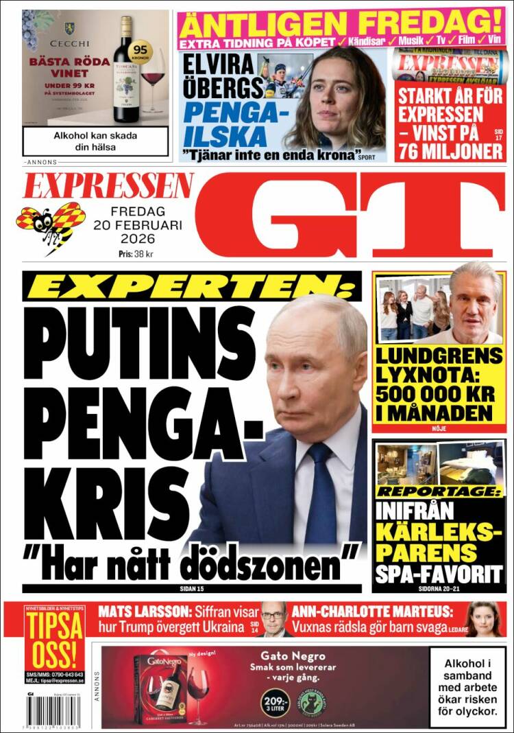 Portada de Göteborgstidningen (Suecia)