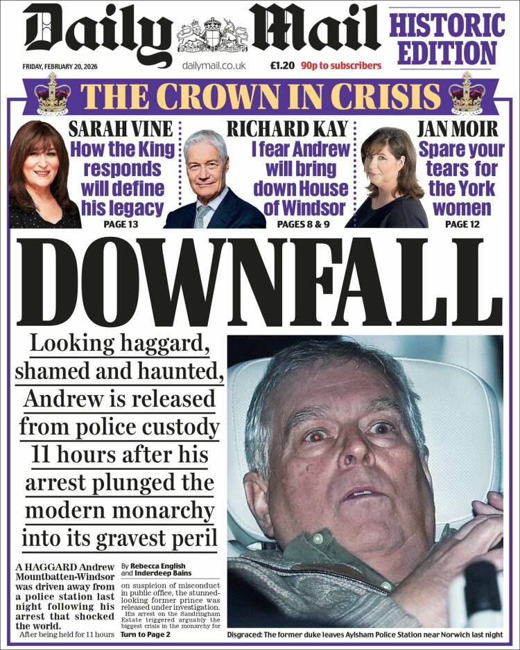 Portada de Daily Mail (Reino Unido)