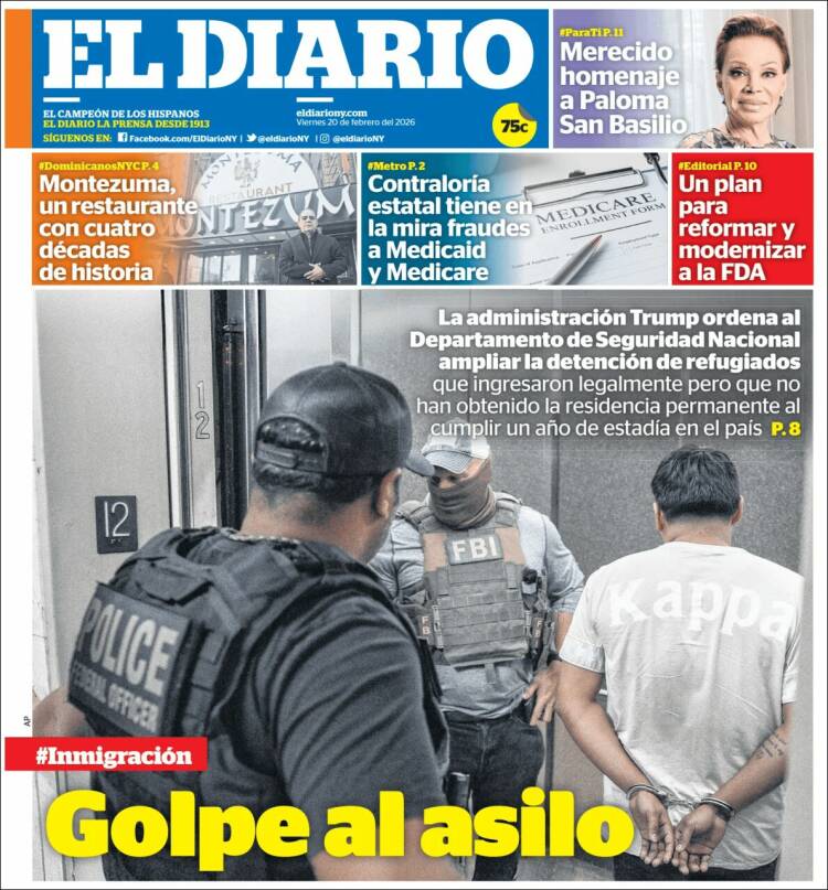 Portada de El Diario NY (USA)