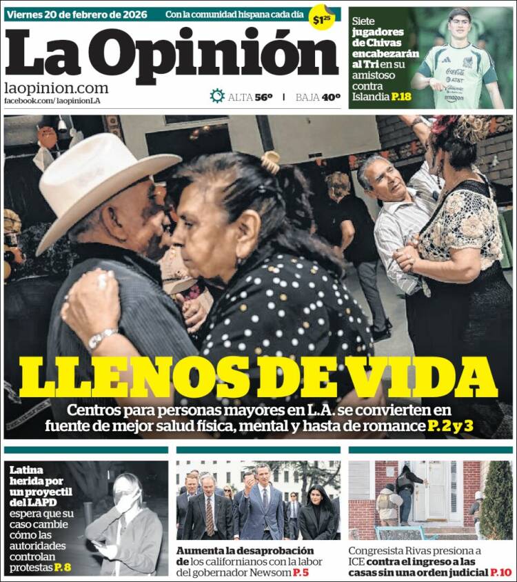 Portada de La Opinión (USA)