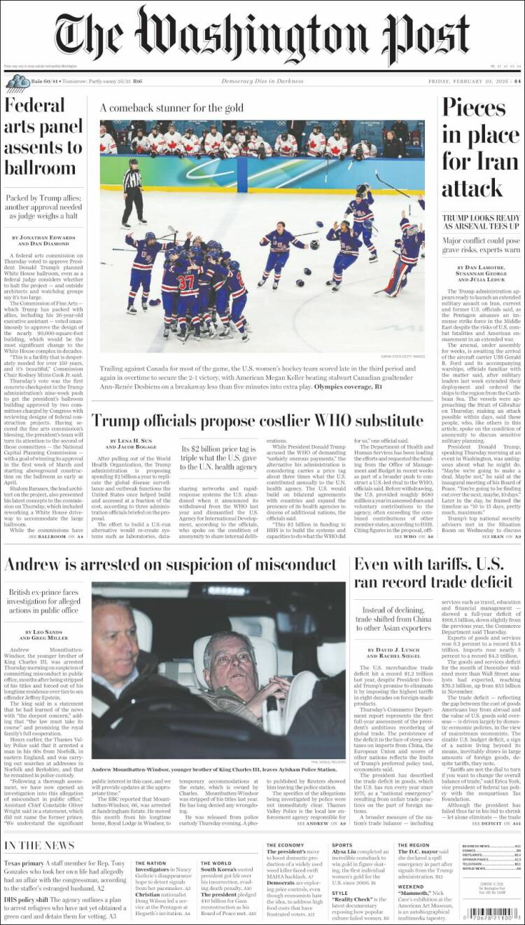 Portada de The Washington Post (USA)