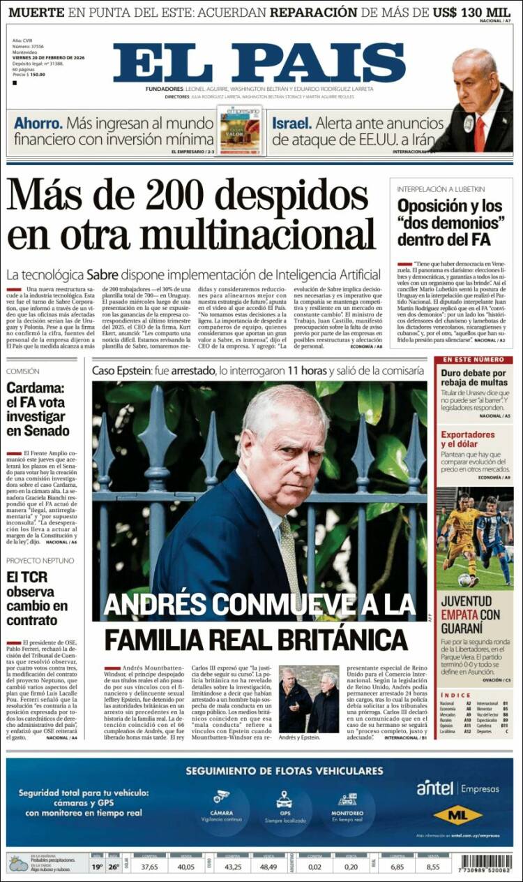 Portada de El País (Uruguay)