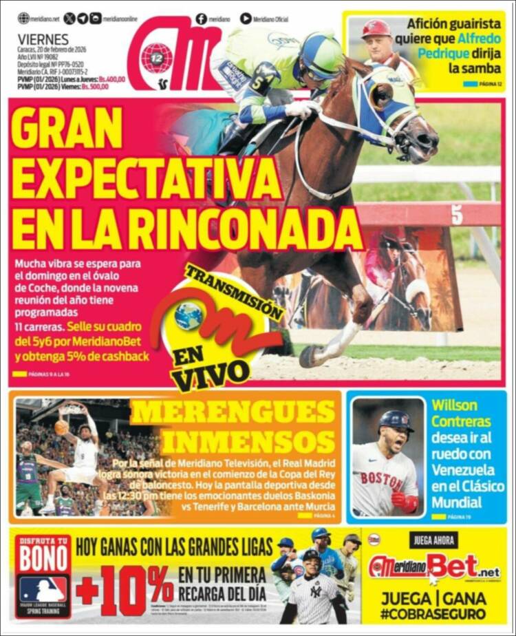 Portada de Meridiano (Venezuela)