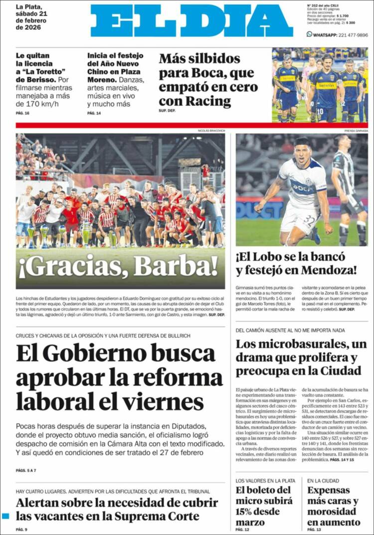 Portada de El Día de la Plata (Argentina)