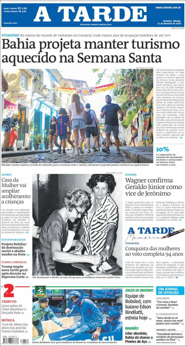 Portada de Diário A Tarde (Brasil)