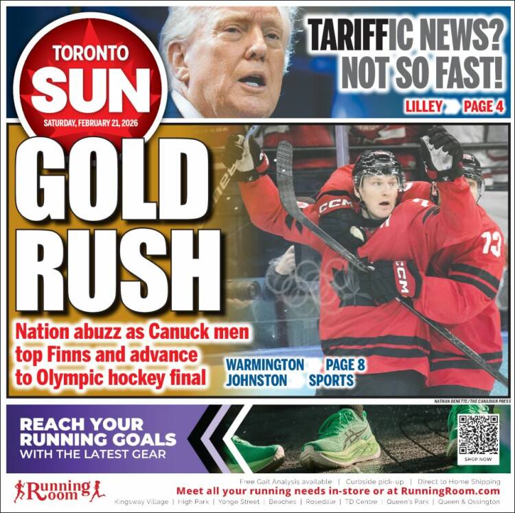 Portada de The Toronto Sun (Canad&aacute;)