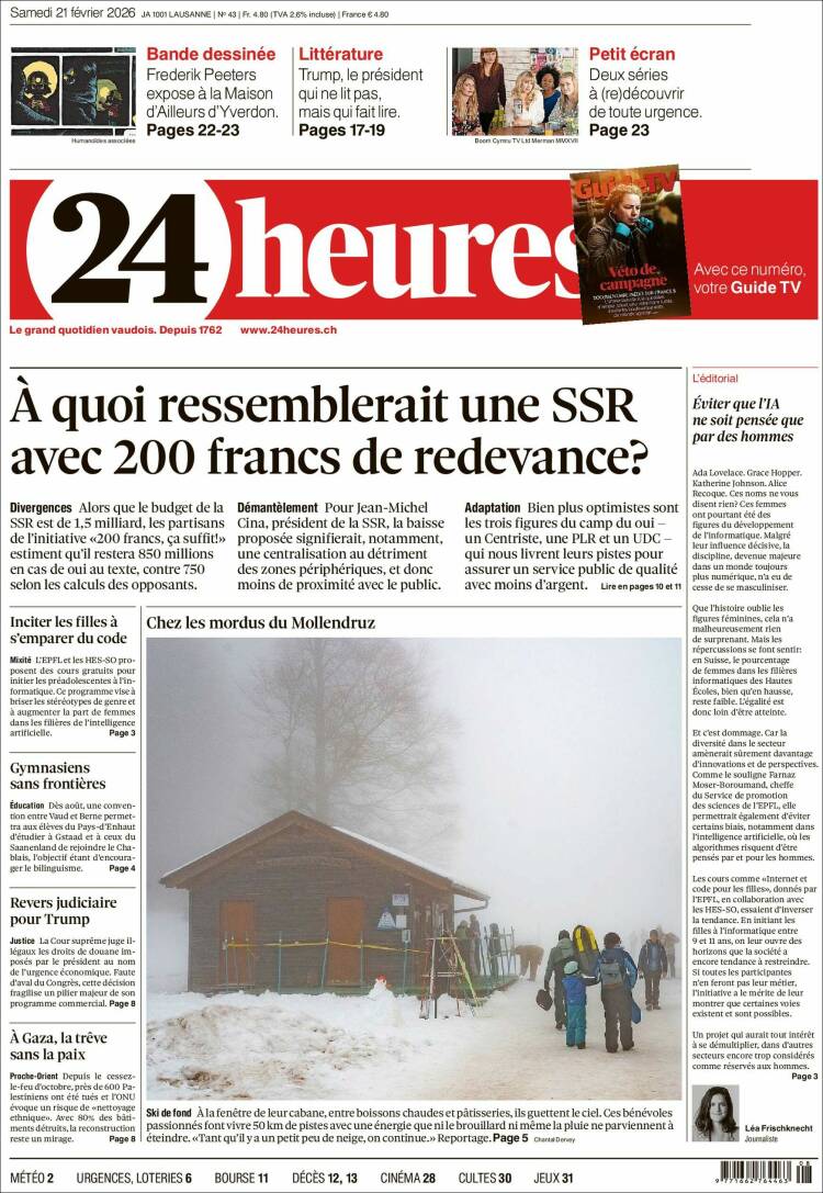 Portada de 24 Heures (Suiza)