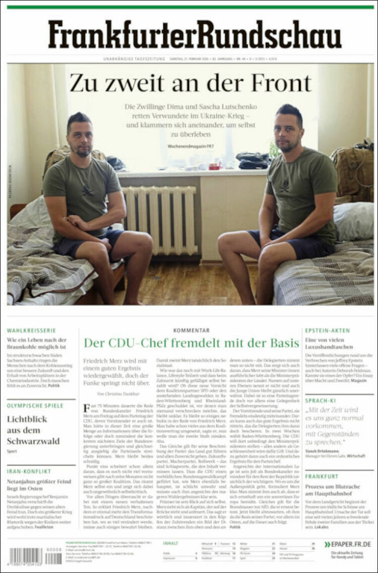 Portada de Frankfurter Rundschau (Alemania)