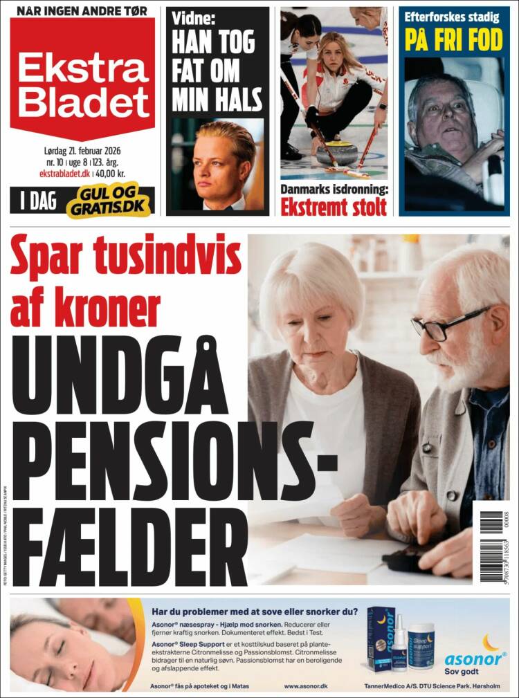 Portada de Ekstra Bladet (Dinamarca)