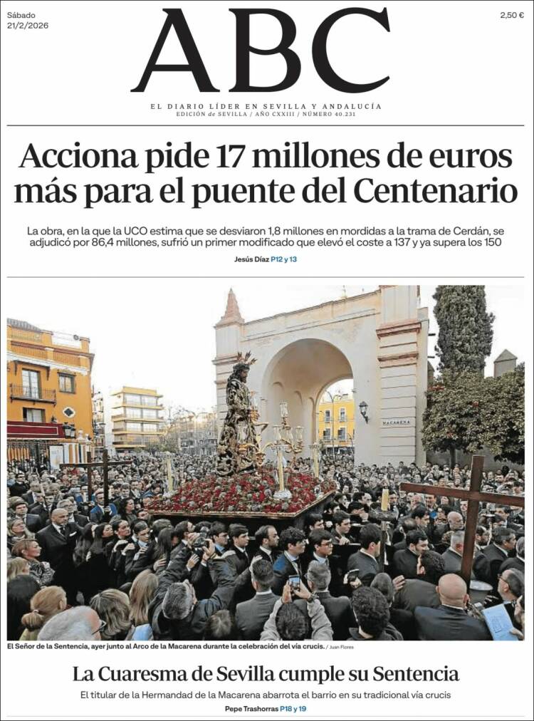 Portada de ABC - Sevilla (Espa&ntilde;a)