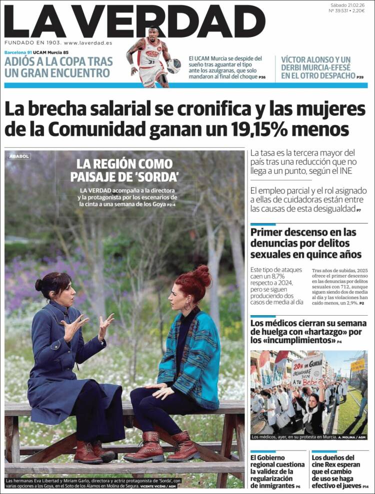 Portada de La Verdad de Murcia (Espa&ntilde;a)