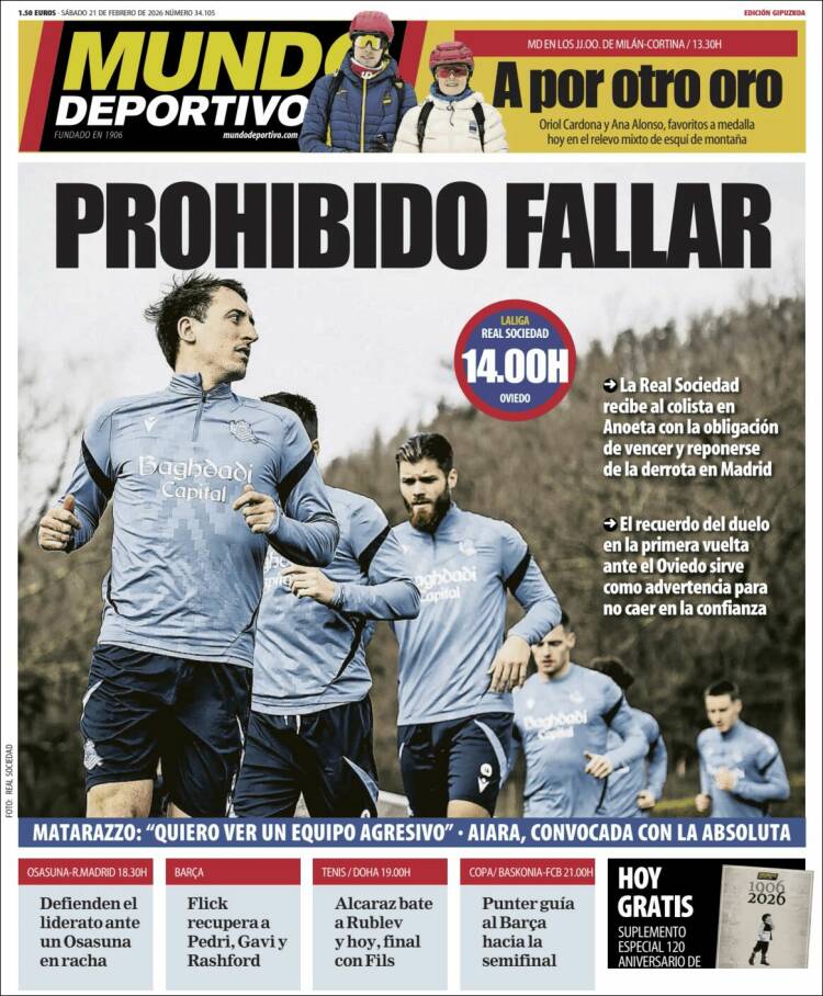 Portada de Mundo Deportivo Gipuzkoa (Espa&ntilde;a)