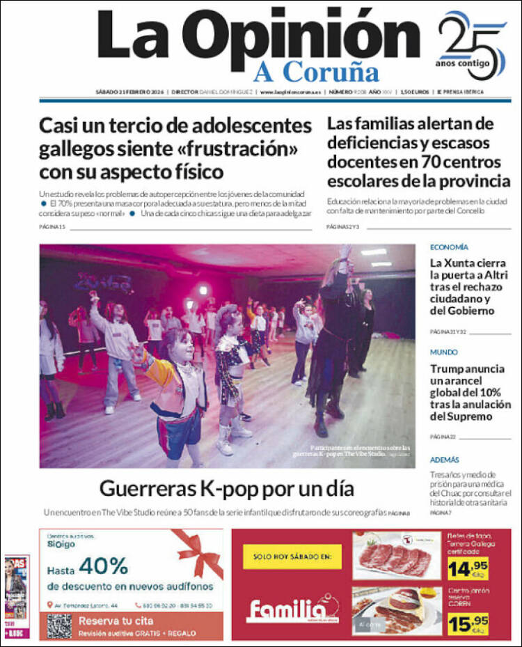 Portada de La Opinión de A Coruña (Espa&ntilde;a)