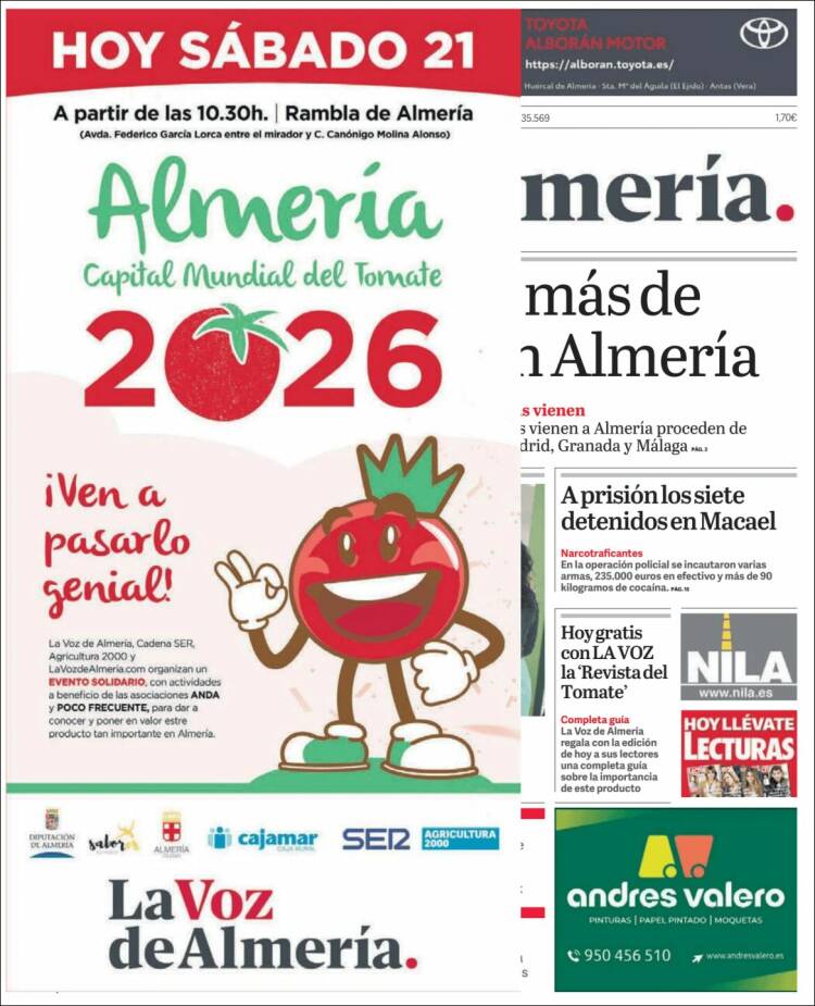 Portada de La Voz de Almería (Espa&ntilde;a)
