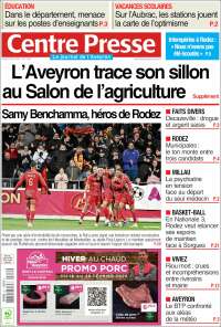 Portada de Centre Presse (Francia)