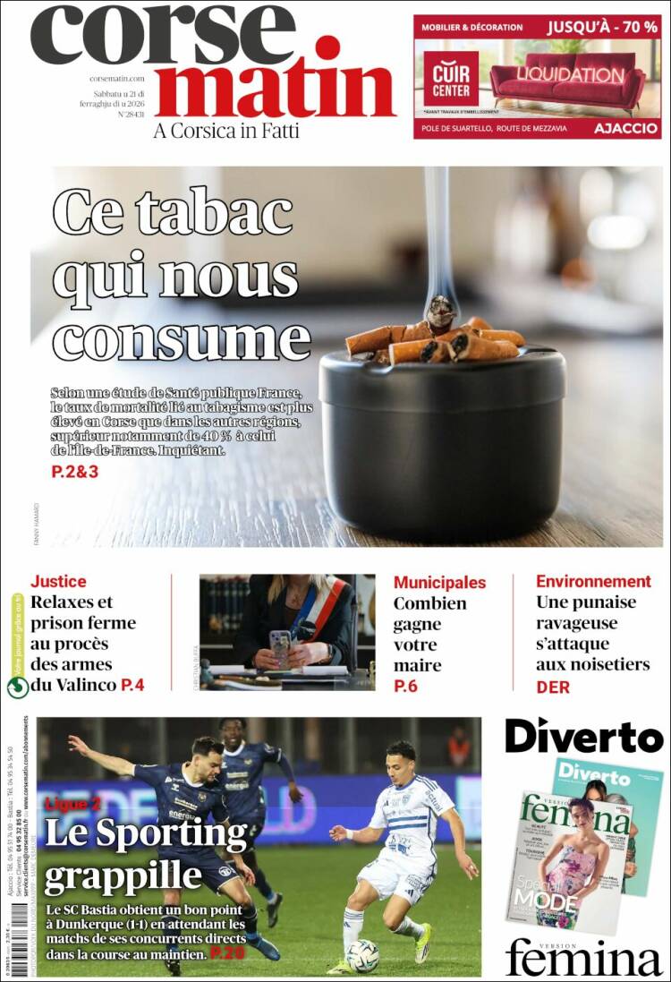 Portada de Corse-Matin (Francia)