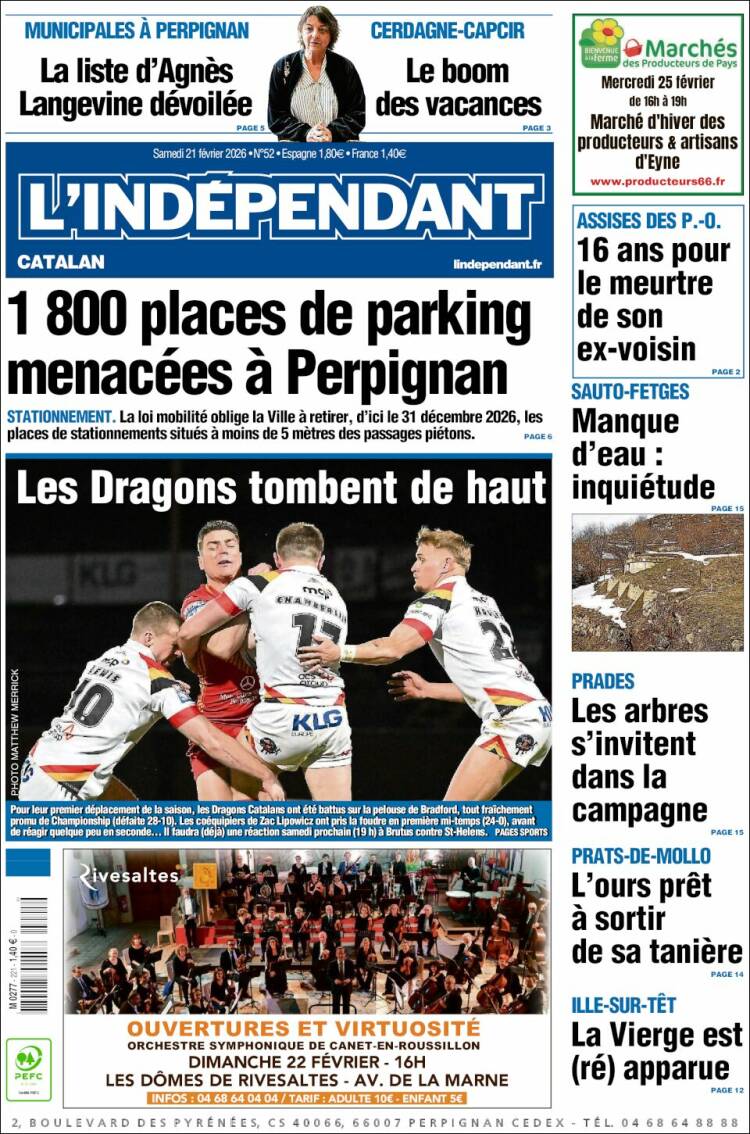 Portada de Le Indépendant (Francia)