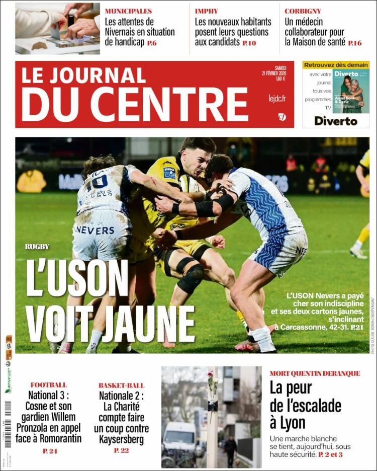 Portada de Le Journal du Centre (Francia)