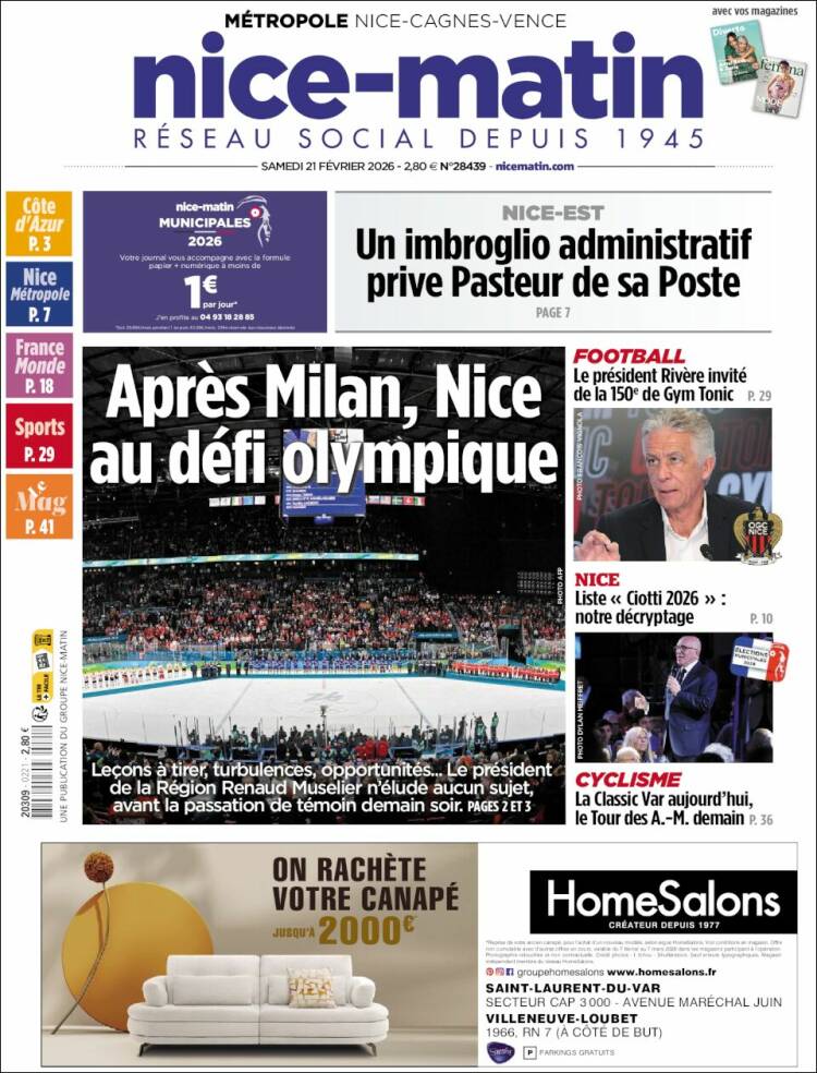 Portada de Nice-Matin (Francia)