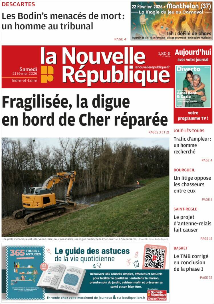 Portada de La Nouvelle Republique (Francia)