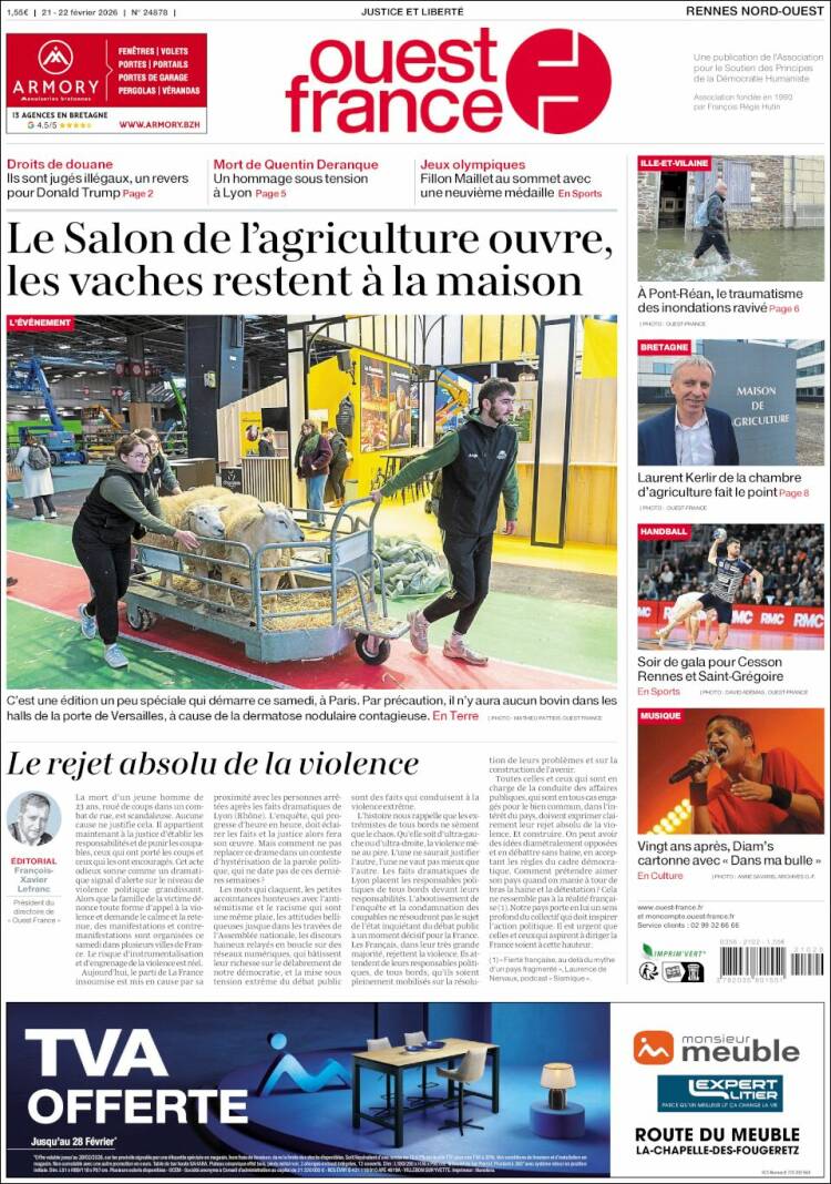 Portada de Ouest France (Francia)