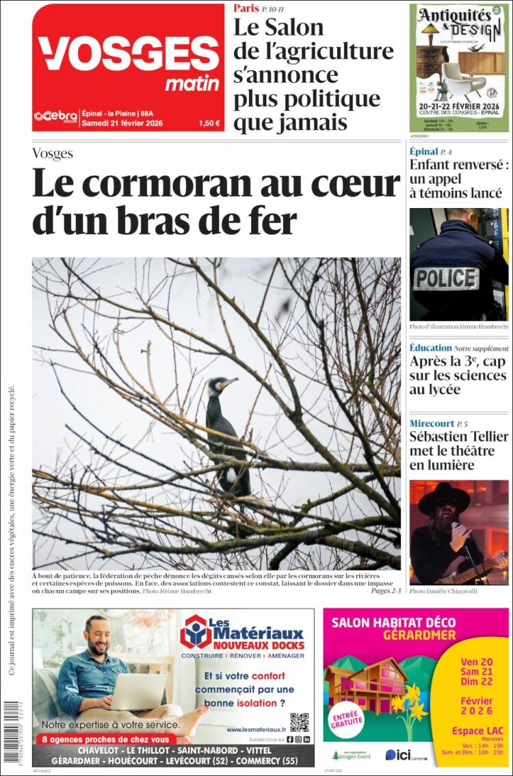 Portada de Vosges Matin (Francia)