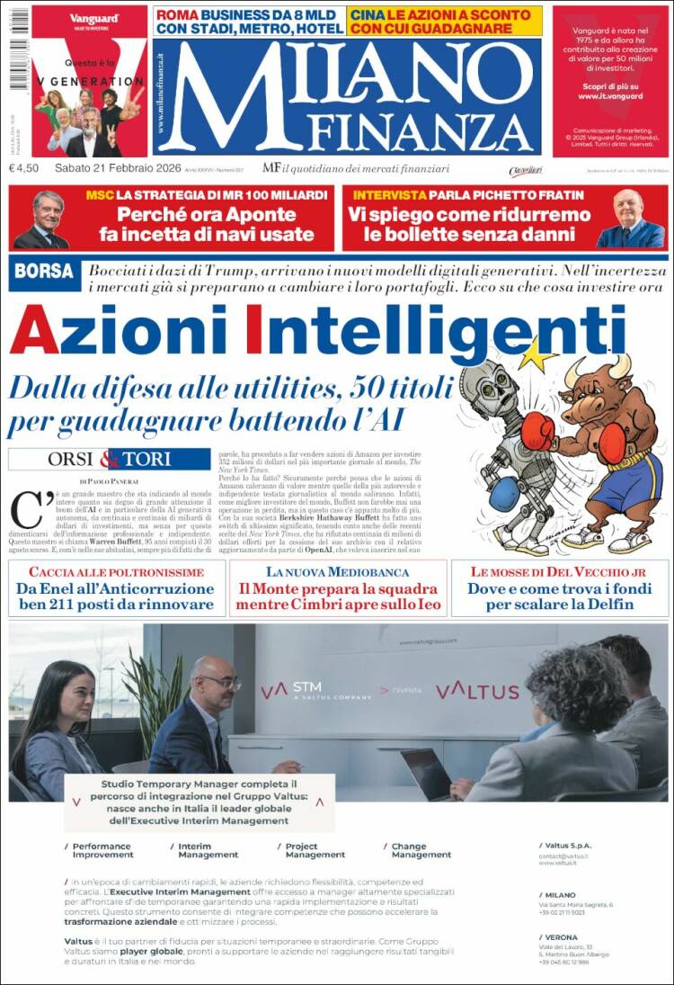 Portada de Milano Finanza (Italia)