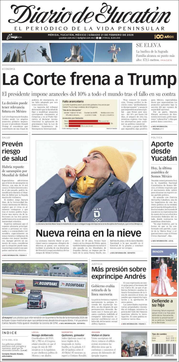 Portada de Diario de Yucatán (M&eacute;xico)