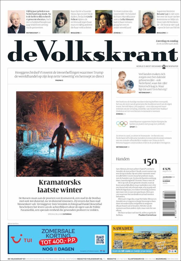 Portada de De Volkskrant (Pa&iacute;ses Bajos)