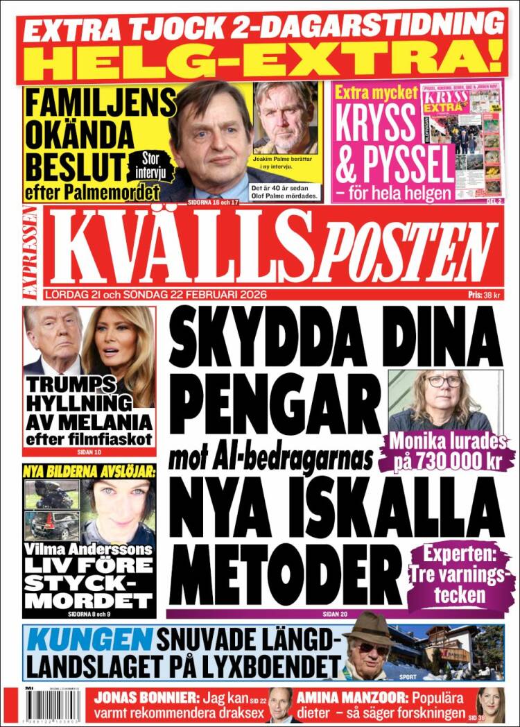 Portada de Kvällsposten (Suecia)