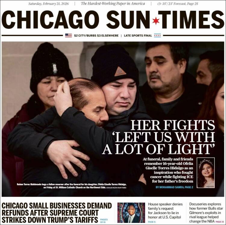 Portada de Chicago Sun-Times (USA)