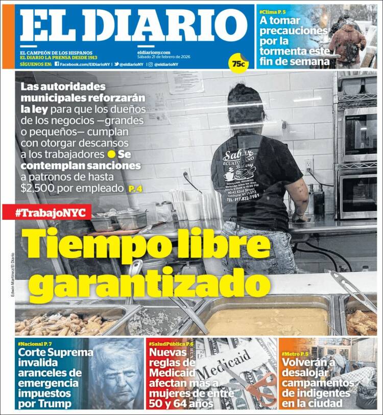 Portada de El Diario NY (USA)