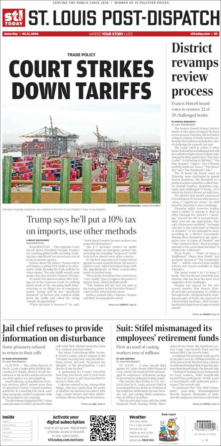 Portada de St. Louis Post-Dispatch (USA)