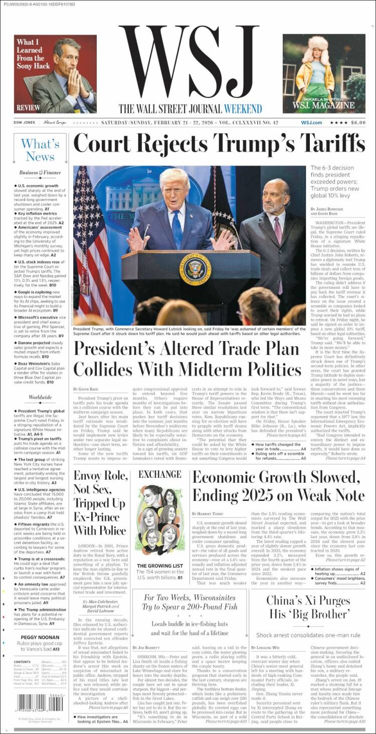 Portada de Wall Street Journal (USA)