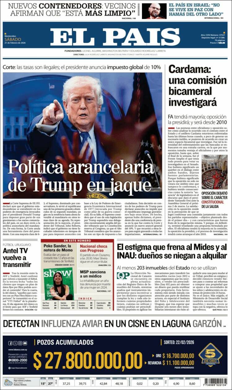Portada de El País (Uruguay)