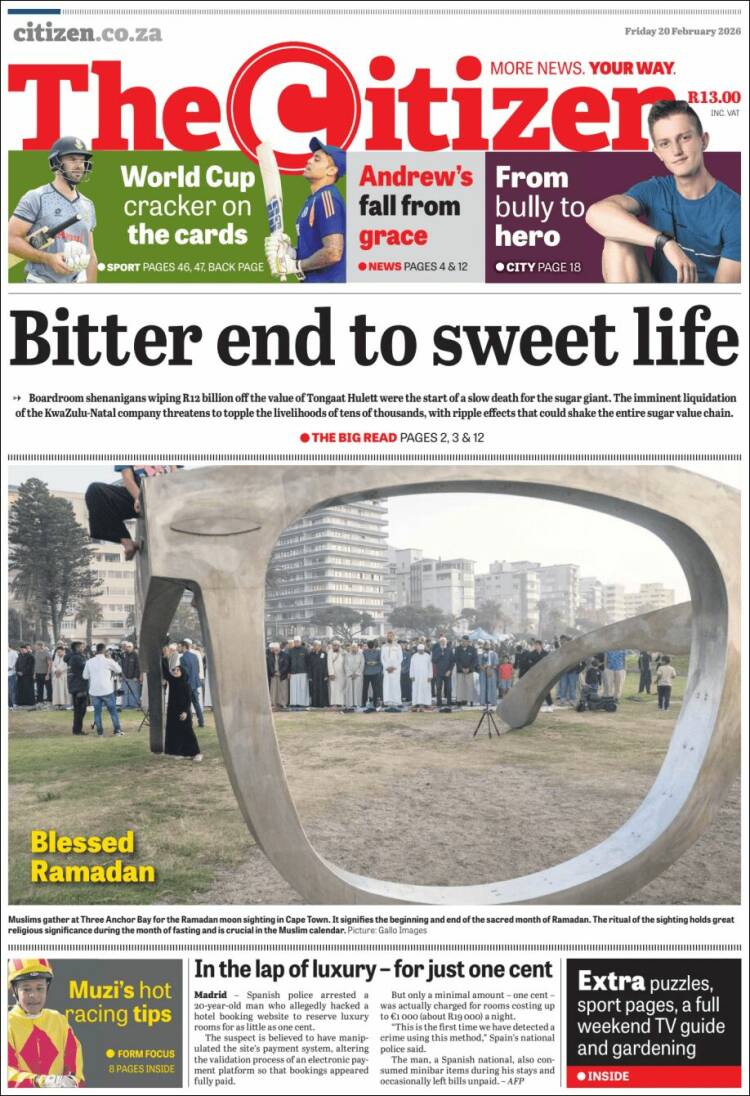 Portada de The Citizen (Sud&aacute;frica)