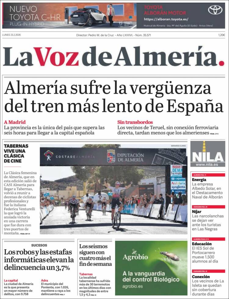 Portada de La Voz de Almería (Espa&ntilde;a)