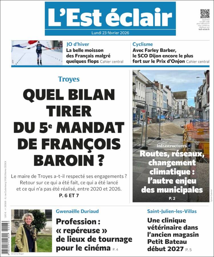 Portada de L'Est Eclair (Francia)