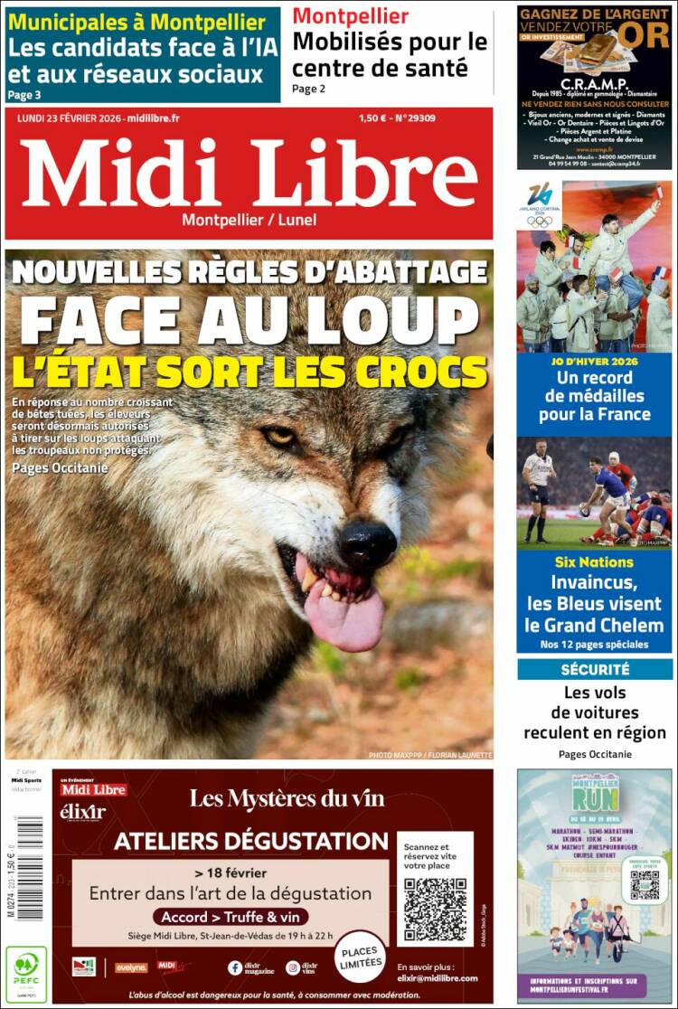 Portada de Midi Libre (Francia)