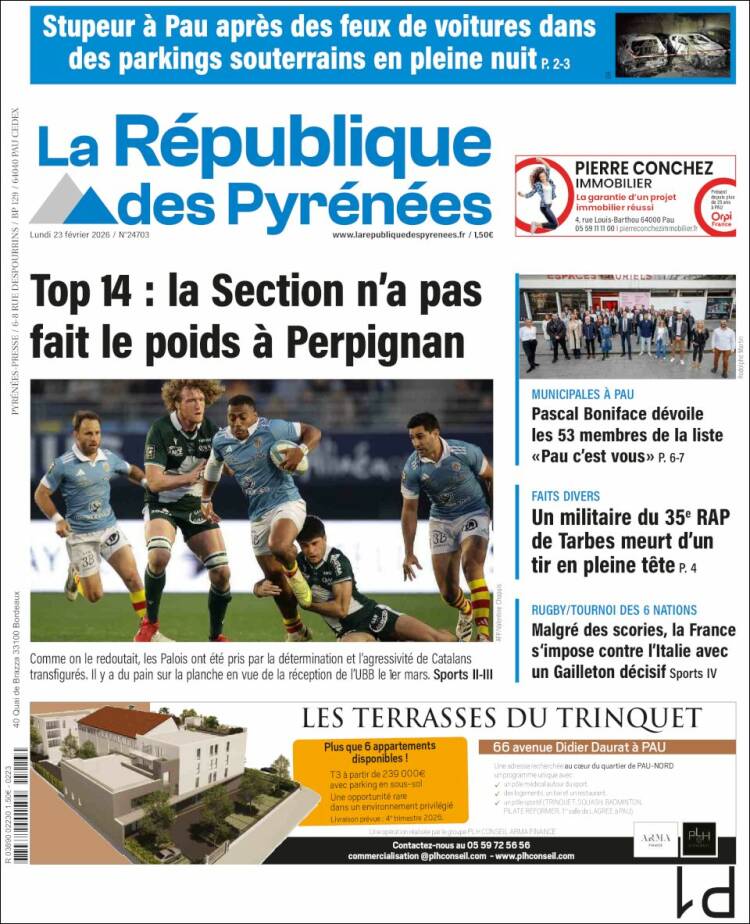 Portada de La République des Pyrénées (Francia)