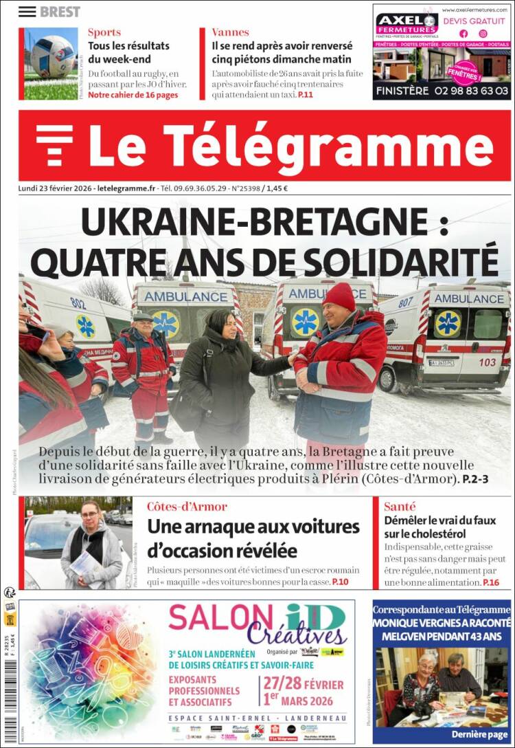 Portada de Télégramme (Francia)
