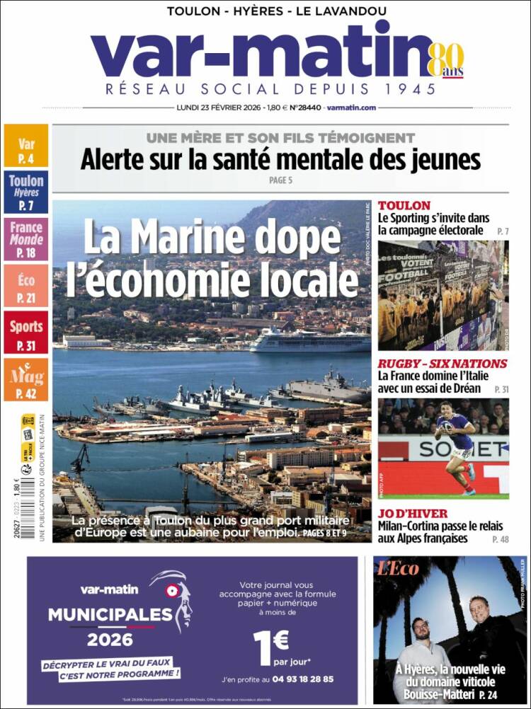 Portada de Var-Matin (Francia)