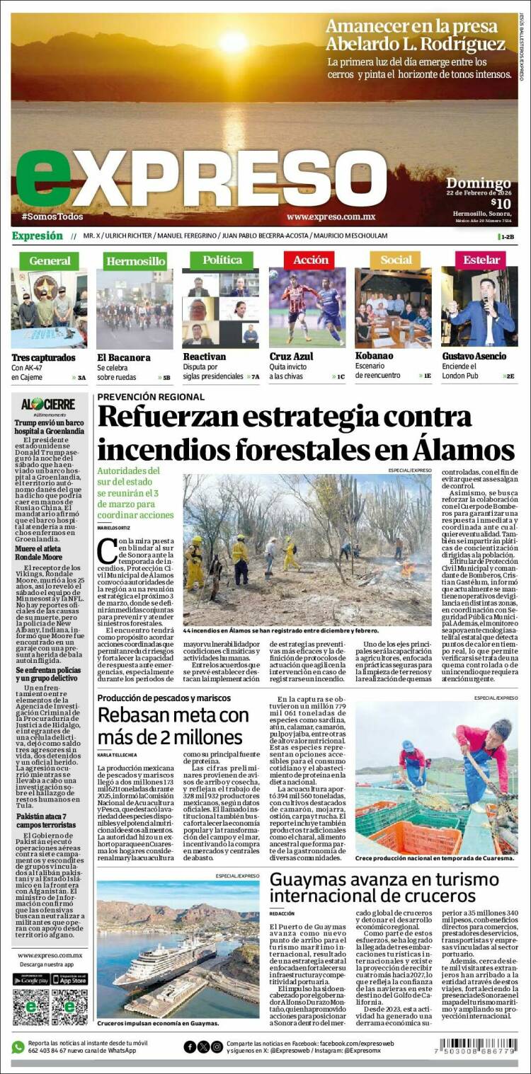 Portada de Expreso (M&eacute;xico)