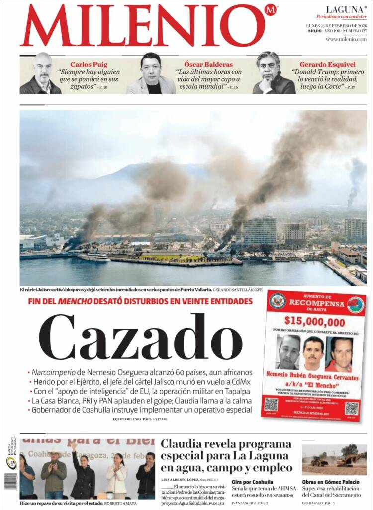 Portada de Milenio - Laguna (M&eacute;xico)