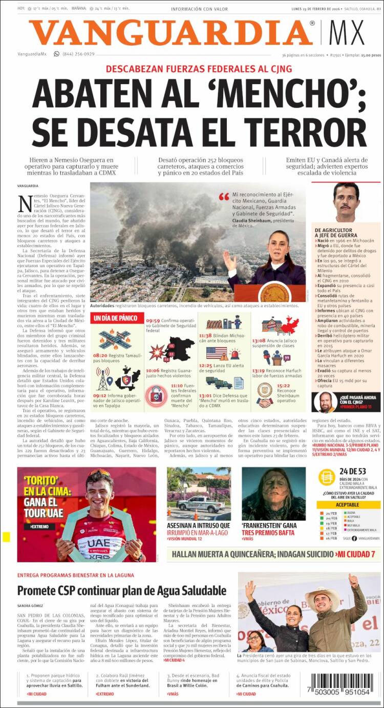 Portada de Vanguardia (M&eacute;xico)