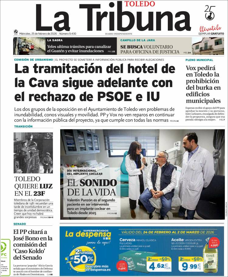 Portada de La Tribuna de Toledo (Espa&ntilde;a)